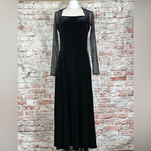 90s VINTAGE! Timeless Black Velour Dress. Hugo Buscati Collection.